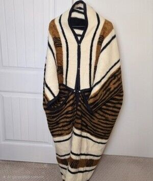 Vintage Biederlack of America Wearable Blanket Tiger Stripe Snap Front Poncho...